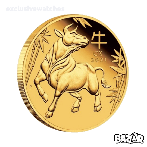 1 тройунция 24 карата (1 toz) Златна Монета Австралийски Лунар Вол 2021, снимка 1