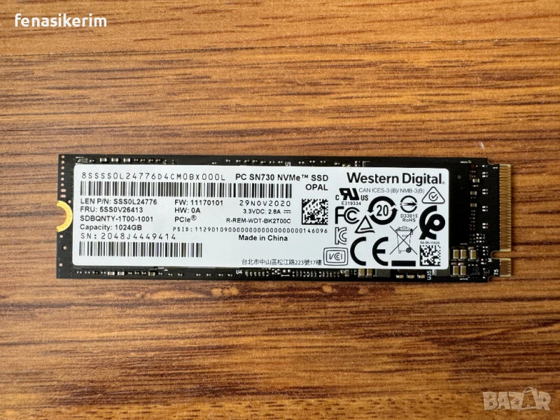 1000GB 1TB SSD NVMe WD SN730 OPAL 2280 Gen 3 x4 PCIe , снимка 1