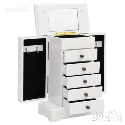 vidaXL Кутия за бижута с огледало, МДФ, 25x13,5 x 34 см(SKU:245753, снимка 1