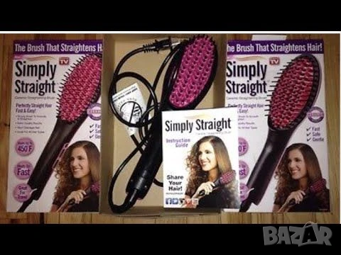 Четка за изправяне и изсушаване с LCD дисплей и 3D керамични цилиндри, снимка 1