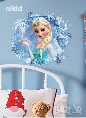 Елза кръг снежинки Замръзналото Кралство frozen самозалепващ стикер лепенка за стена, снимка 1