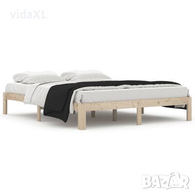 vidaXL Рамка за легло, бор масив, 160х200 см, бяла（SKU:810441, снимка 1