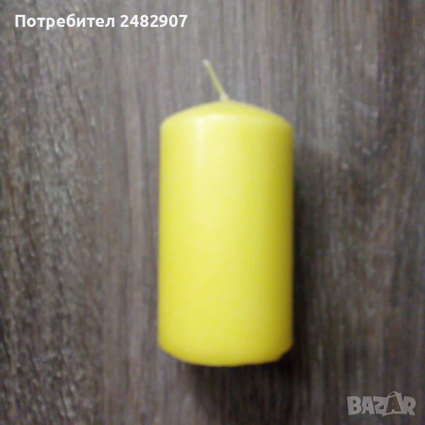 Жълта цилиндрична свещ, снимка 1