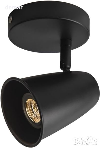 Aisilan Черен таванен прожектор, въртящ се, вкл. 7W GU10 LED крушка, снимка 1