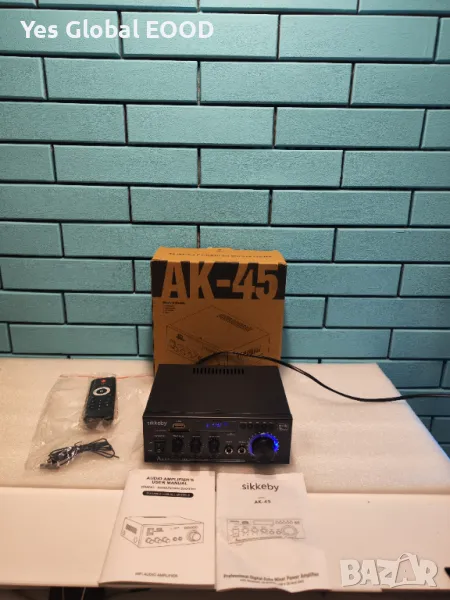 Hi-Fi Bluetooth Усилвател 2x40W с USB, FM и Микрофон, снимка 1