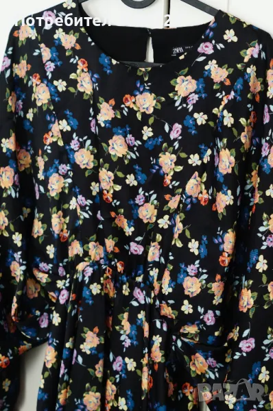 Дамска рокля с флорални мотиви, снимка 1