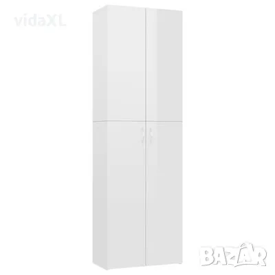 vidaXL Офис шкаф, бял гланц, 60x32x190 см, инженерно дърво(SKU:800303), снимка 1