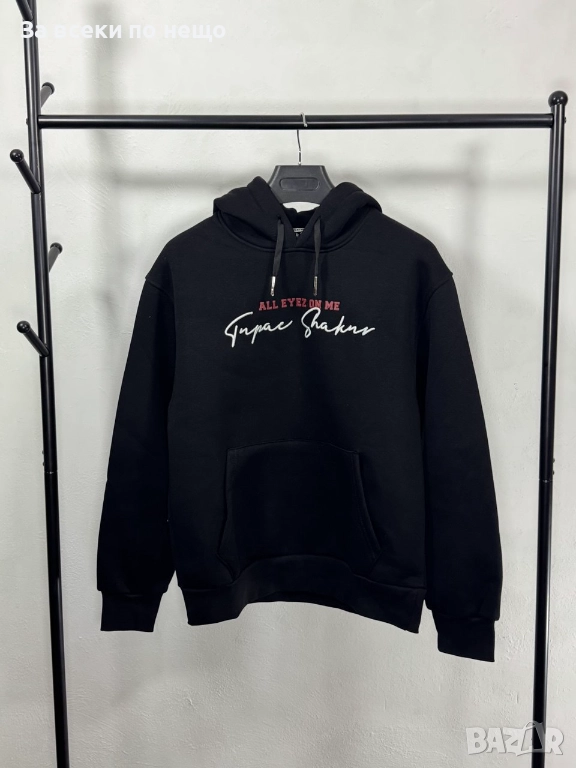 Мъжки Черен Суитшърт С Бродерия И 3D Щамповано На Гърба Със Шев С Качулка🔝Худи Код V.B.73, снимка 1