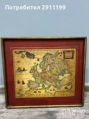 Картина с карта на света и на Европа, 2 бр., снимка 5 - Картини - 53395679