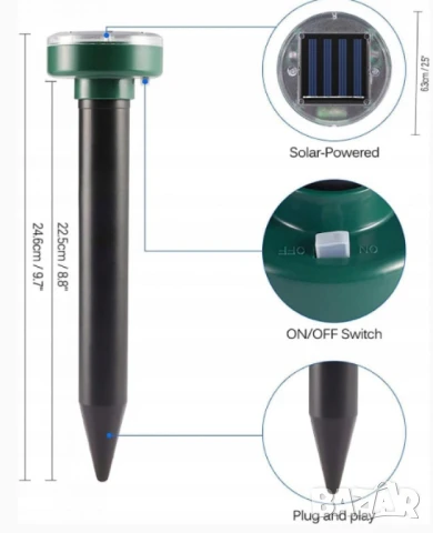 Соларен уред против къртици сляпо куче гризачи, мишки и плъхове, горски животни