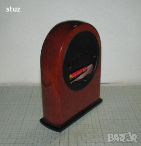 Настолен часовник, масивно дърво, лак, стъкло, снимка 6 - Антикварни и старинни предмети - 54154302