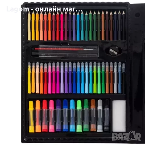 Комплект за рисуване от 208 части за деца в куфар със статив, снимка 5 - Ученически пособия, канцеларски материали - 52561396