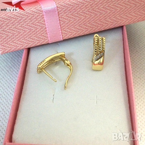 Обеци с 14К златно покритие 2141847, снимка 2 - Гривни - 53028910