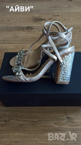 Asos дамски сандали златисто и камъни, снимка 5 - Сандали - 51370223