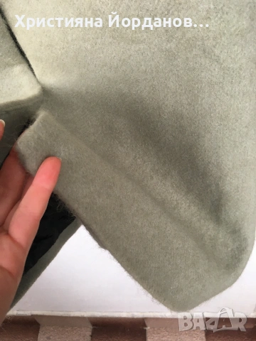 Вълнено палто цвят светла мента със сиви отенъци, М, снимка 12 - Палта, манта - 53089654