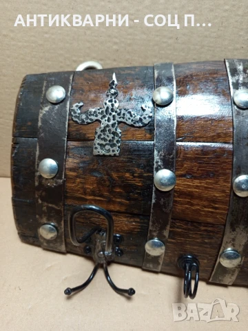 Стара Ръчно Изработена Дървена Закачалка От Дъбово Буре., снимка 3 - Антикварни и старинни предмети - 50991435