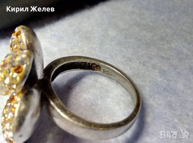 СКЪПОЦЕНЕН СРЕБЪРЕН ПРЪСТЕН ЦВЕТЕ СРЕБРО 925 с НАТУРАЛНА БЯЛА ПЕРЛА ЕМАЙЛ и ИСКРЯЩИ ЦИРКОНИ 26219, снимка 6 - Пръстени - 49913197