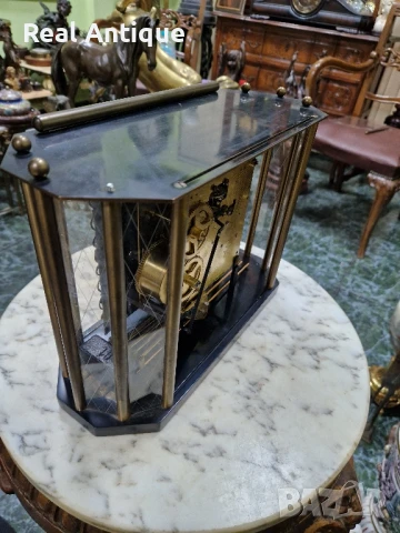 Уникален рядък антикварен немски Уестминстърски каминен часовник Atlanta , снимка 8 - Антикварни и старинни предмети - 51028883