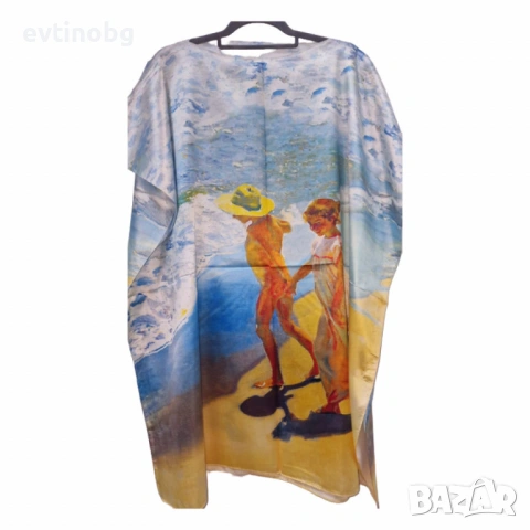 Лятна плажна туника от коприна, с артистични и морски десени, снимка 13 - Туники - 54133531