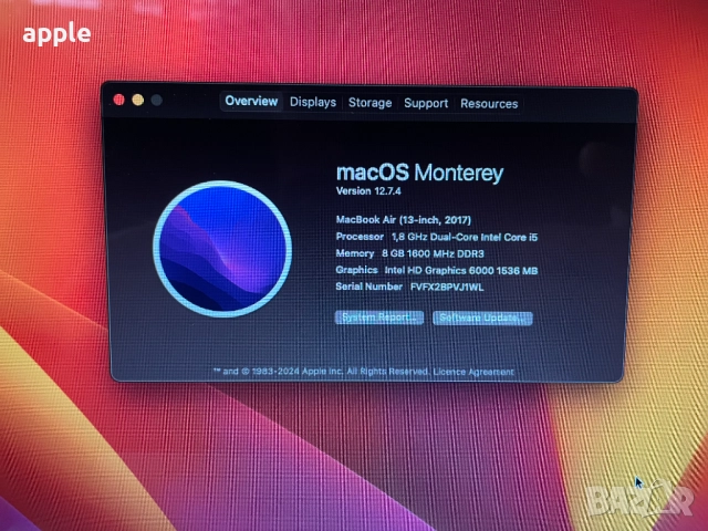 13" Core i5 MacBook Air А1466 (2017)-КАТО НОВ, снимка 9 - Лаптопи за работа - 51419809