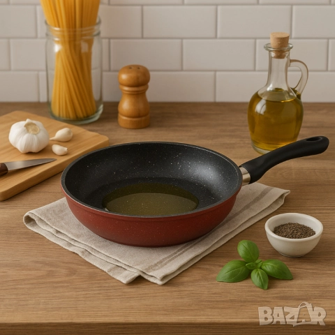 Тиган Rosberg, Дълбок, Мраморно покр., Индукция, Бордо меланж, снимка 4 - Съдове за готвене - 52137336