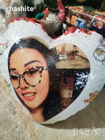 Възглавничка сърце с ваша снимка