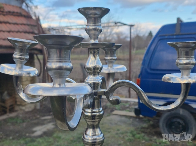 Голям Масивен Свешник Петица, снимка 3 - Декорация за дома - 53637517