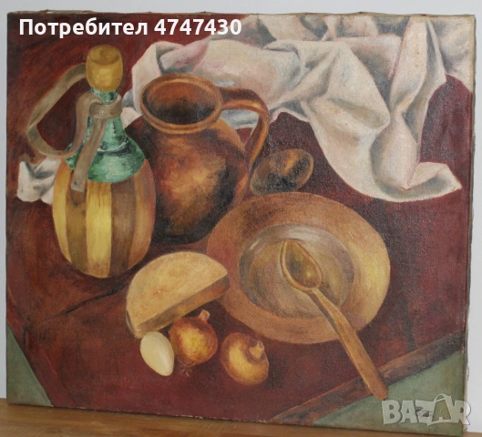 Стоян Домусчиев маслени бои картина натюрморт, снимка 5 - Картини - 53616412