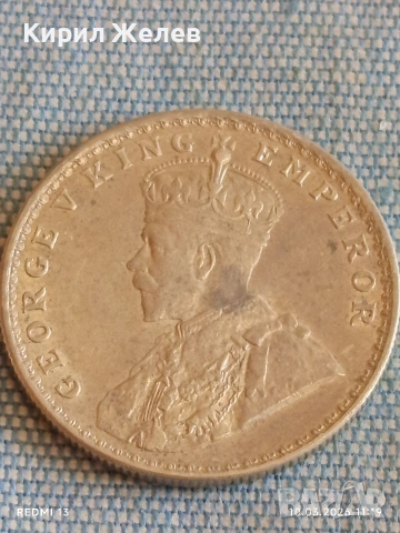 Сребърна монета 1 рупия 1919г. Британска Индия Крал Джордж пети 52628, снимка 6 - Нумизматика и бонистика - 53778876