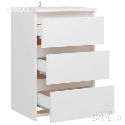 vidaXL Нощни шкафчета, 2 бр, бели, 40x35x62,5 см, инженерно дърво(SKU:806212), снимка 4 - Шкафове - 49481654