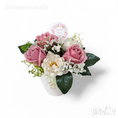 Аранжировки за 8-ми март със сапунени цветя , снимка 3 - Изкуствени цветя - 53721840