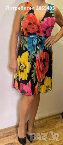 Рокля с цветен принт, снимка 2 - Рокли - 52015954