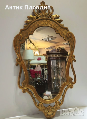 Стенно огледало с декоративна златиста рамка, снимка 2 - Декорация за дома - 53381303