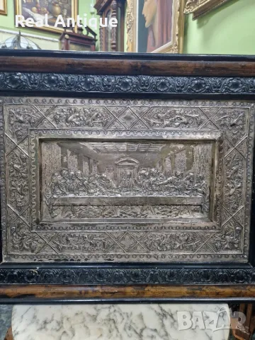 Прекрасна антикварна картина икона Тайната вечеря , снимка 4 - Икони - 49938432