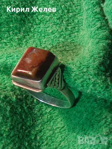 Старинен СКЪПОЦЕНЕН СРЕБЪРЕН ПРЪСТЕН СРЕБРО ВИСОКА ПРОБА с ПОЛИРАН ЯСПИС АР ДЕКО РЪЧНА РАБОТА 47583, снимка 16 - Антикварни и старинни предмети - 49247311