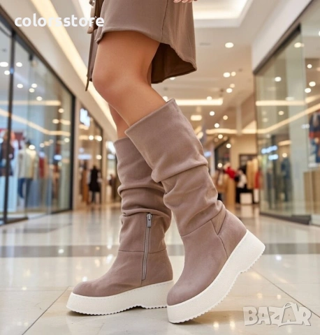 Равни ботуши - каки велур с бежово ходило - MKR18 