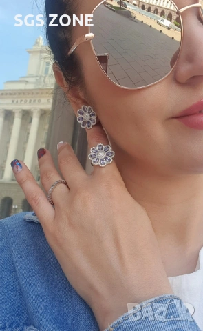 Много красиви обеци с естествен танзанит от Тайланд, снимка 6 - Обеци - 54027383