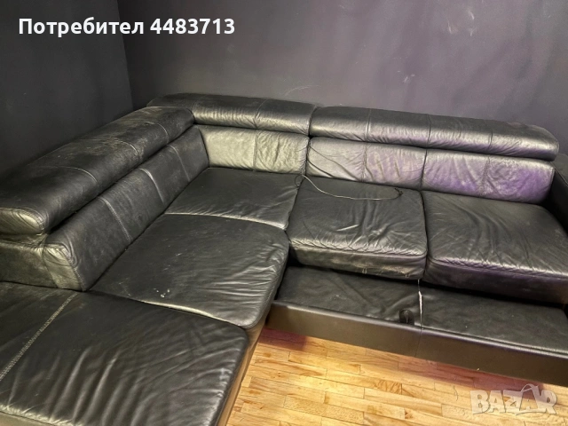 Кожен диван Г образен