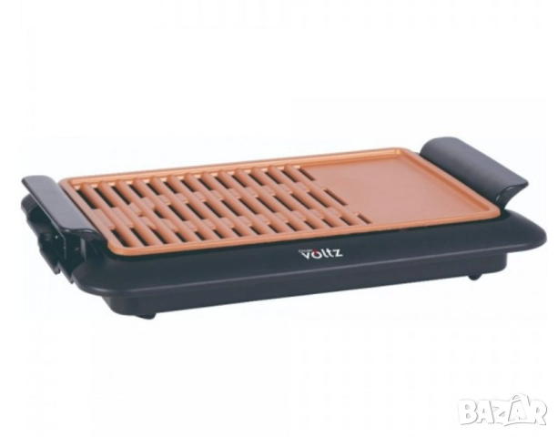 Скара Voltz, 1250W, 36x23см. плоча с 2 зони на печене, Незалепващо покритие, Черен, 2 ГОДИНИ ГАРАНЦИ, снимка 7 - Друга електроника - 52094037