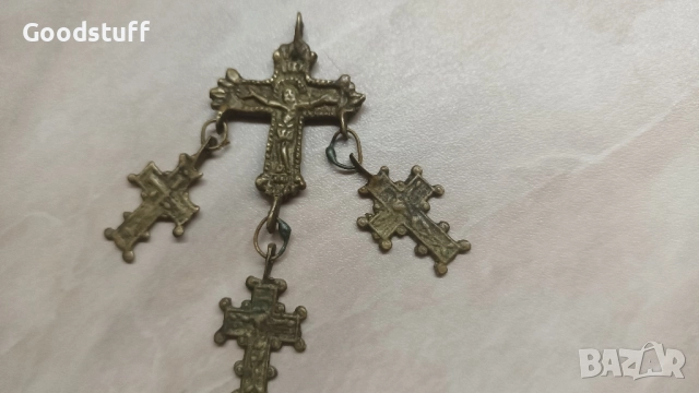 Бронзов възрожденски накит,кръст, Богородица, Исус, снимка 7 - Антикварни и старинни предмети - 52549102