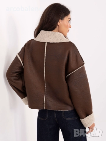 Дамско късо яке от еко кожа с подплата и имитация на джобове, 5цвята , снимка 17 - Якета - 51696789