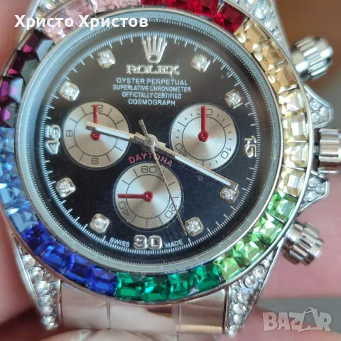 Мъжки луксозен часовник Rolex Daytona Rainbow 🌈 Steel , снимка 9 - Мъжки - 47008744