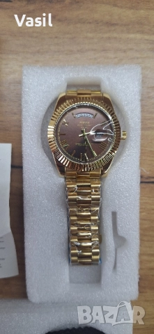 Елегантен мъжки часовник NIBOSI – златен модел с дата и ден от седмицата, снимка 2 - Мъжки - 52101103