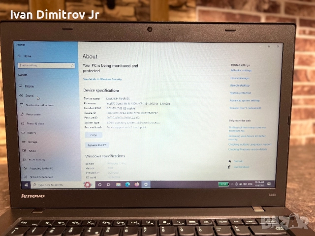 Лаптоп Lenovo T440, снимка 6 - Лаптопи за дома - 52348639