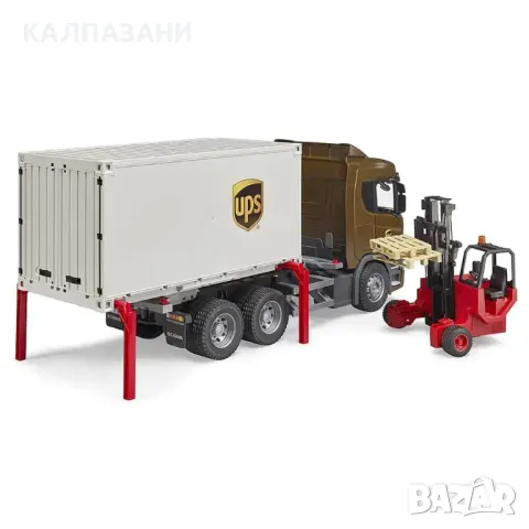 BRUDER КАМИОН SCANIA SUPER 560R UPS И МОТОКАР 03582, снимка 4 - Коли, камиони, мотори, писти - 48977601