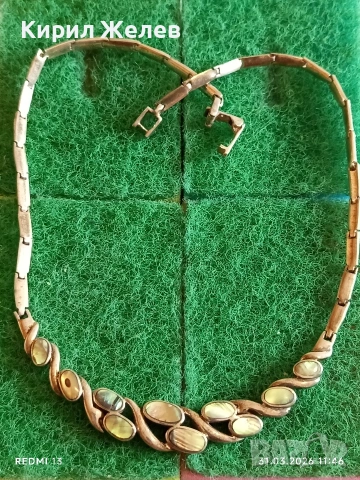 Сребърно колие с КРАЛСКИ СЕДЕФ винтидж стил майсторска ръчна изработка 52164, снимка 7 - Колиета, медальони, синджири - 54037665