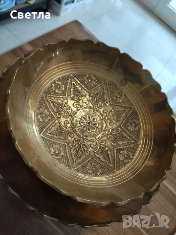 Стар месинг поднос, снимка 3 - Антикварни и старинни предмети - 53353307