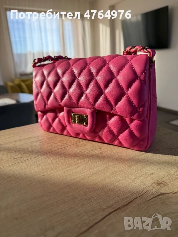 Розова капитонирана чанта, снимка 2 - Чанти - 53835050
