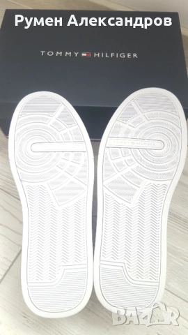 Нови бели кожени мъжки маратонки Tommy Hilfiger размер EUR41, снимка 14 - Маратонки - 53500665