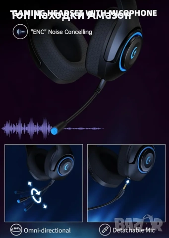 НОВИ безжични слушалки Captain 400 2.4GHz USB C Wireless Bluetooth 5.2, 60H, снимка 6 - Слушалки и портативни колонки - 54059786